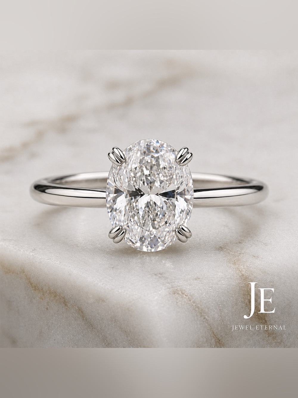 14k White Gold 5ct Oval Moissanite Ring Crushed Ice Engagement Ring